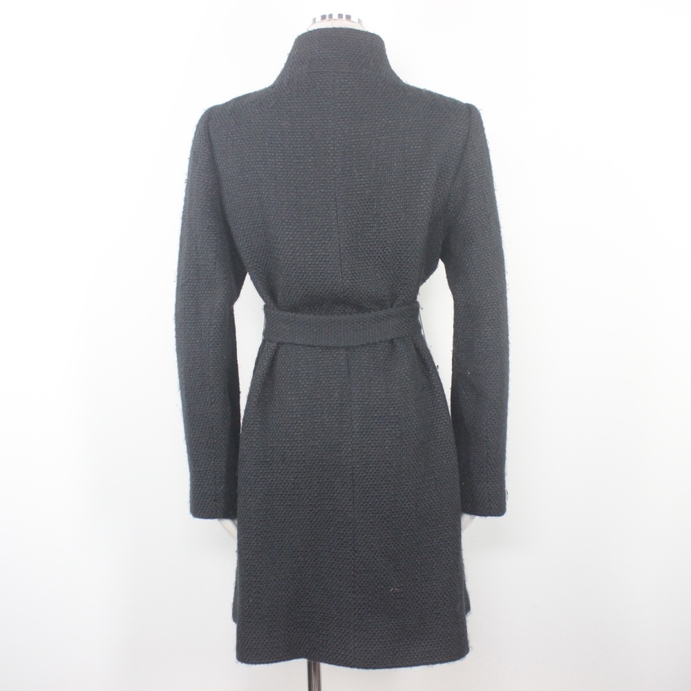 Fleurette Coat Black Boucle Tweed Belted Mid Sz 14 - Picture 2 of 8